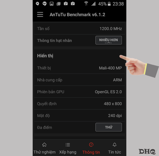 Th&ocirc;ng tin Chip, m&agrave;n h&igrave;nh